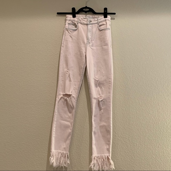 pink fringe jeans